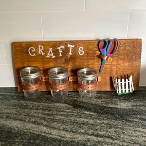 Rustic Wood Wall Mount Craft Center
